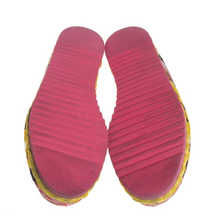 Pre Owned Dolce & Gabbana Multicolor Brocade Fabric And Leather Crystal Embellished Loafers Size 37