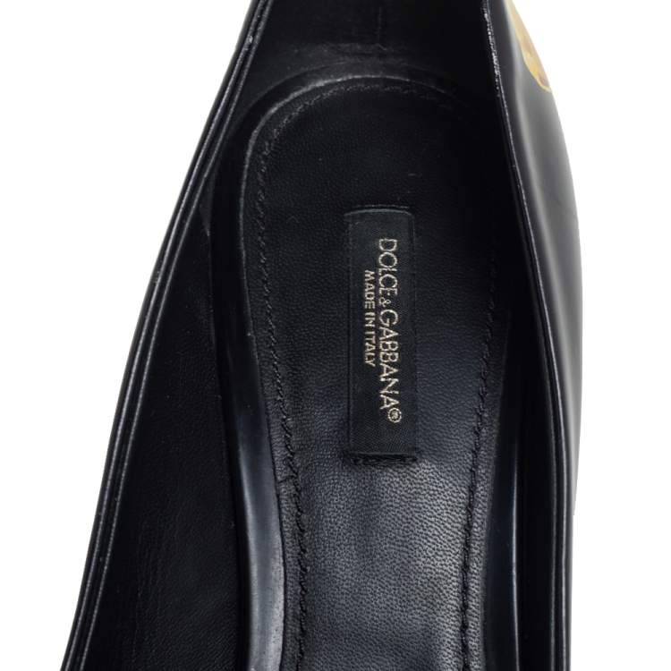 Pre Owned Dolce & Gabbana Black Floral Print Leather Pointed Toe Pumps Size 38