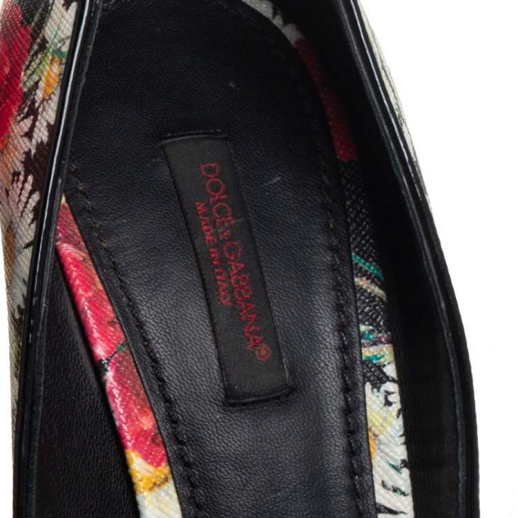 Pre Owned Dolce & Gabbana Multicolor Floral Saffiano Printed Leather Pointed Toe Pumps Size 38