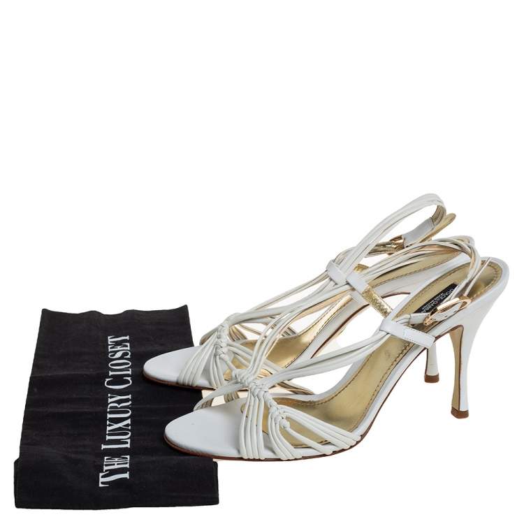Pre Owned Dolce & Gabbana White Leather Slingback Sandals Size 40