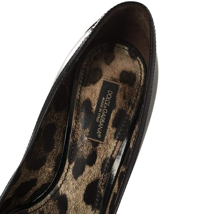 Pre Owned Dolce & Gabbana Black Patent Leather Bow Pointed Toe Pumps Size 38