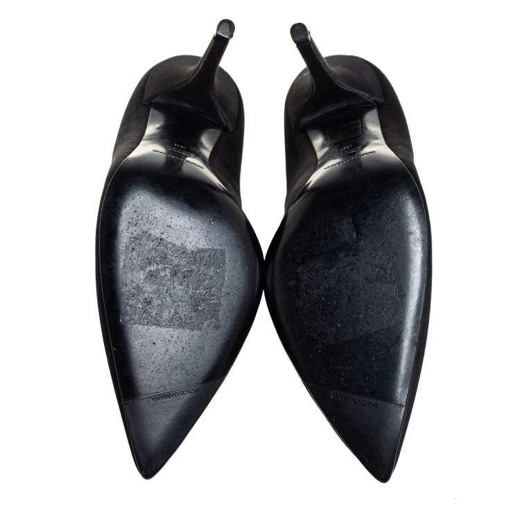Pre Owned Dolce & Gabbana Black Satin Crytal Embellished Pumps Size 39