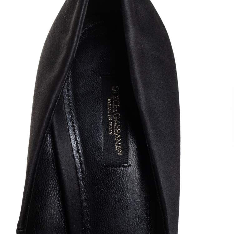 Pre Owned Dolce & Gabbana Black Satin Crytal Embellished Pumps Size 39