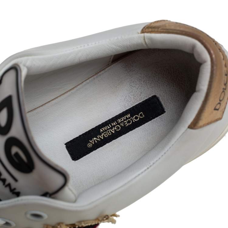 Pre Owned Dolce & Gabbana White Leather Heart Low Top Sneakers size 38