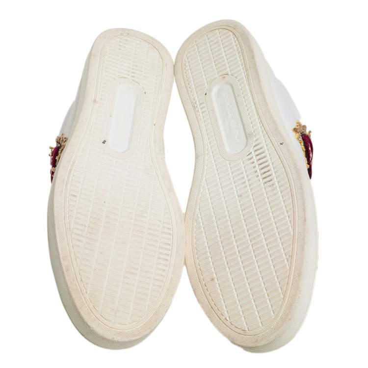 Pre Owned Dolce & Gabbana White Leather Heart Low Top Sneakers size 38