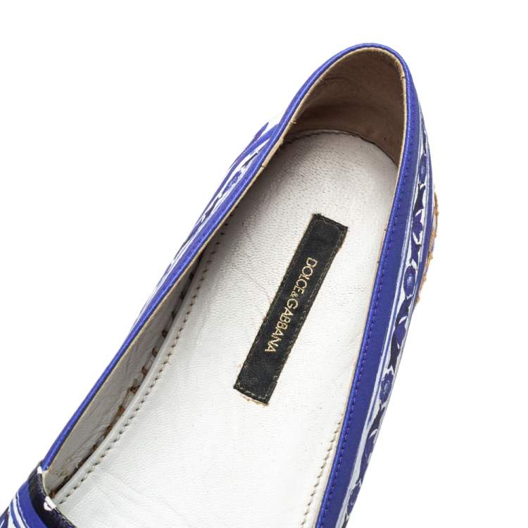 Pre Owned Dolce & Gabbana Multicolor Polka dot Print Leather Espadrille Flats Size 41