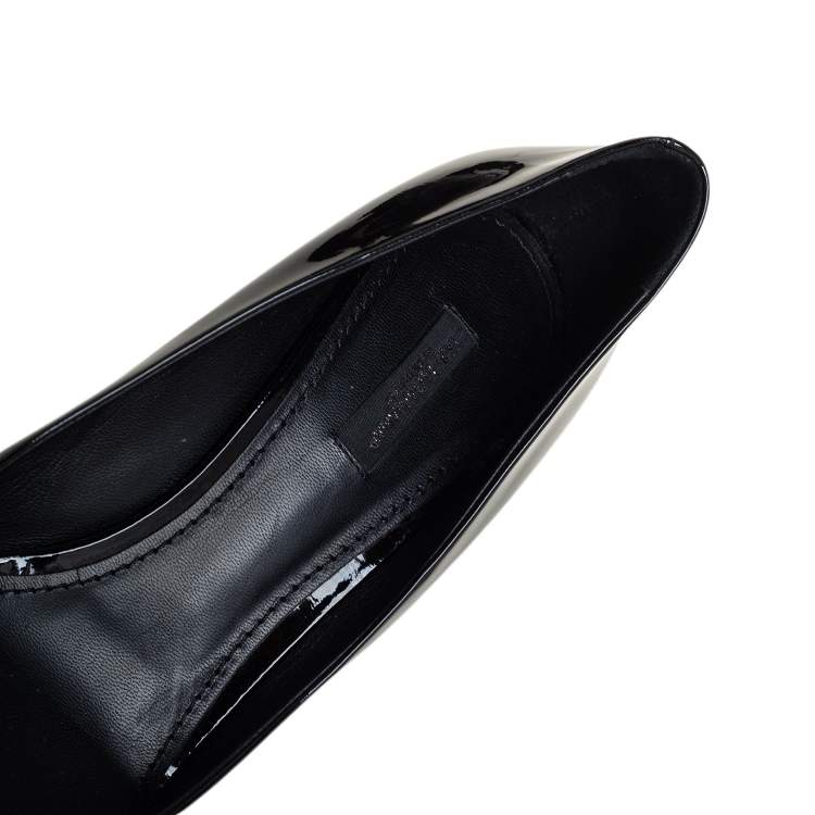 Pre Owned Dolce & Gabbana Black Patent Leather Crystal Embellished Block Heel Pumps Size 40