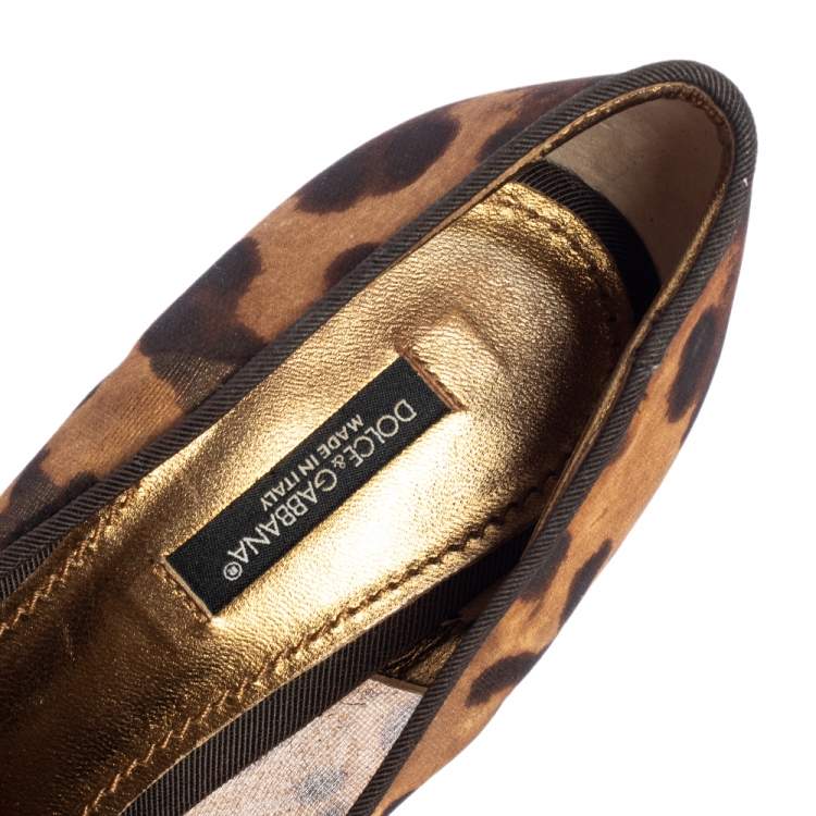 Pre Owned Dolce & Gabbana Brown Leopard Print Fabric Pointed Toe Pumps Size 38