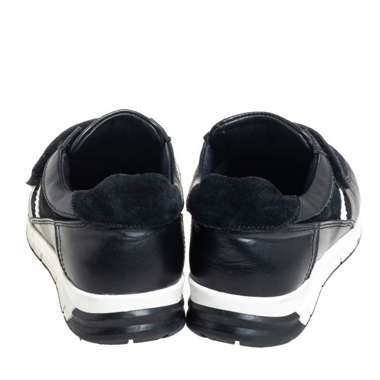 مملوكة مسبقًا Dolce & Gabbana Black Suede And Leather Velcro Strap Low Top Sneakers Size 36