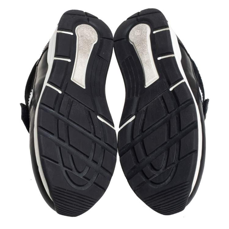 مملوكة مسبقًا Dolce & Gabbana Black Suede And Leather Velcro Strap Low Top Sneakers Size 36