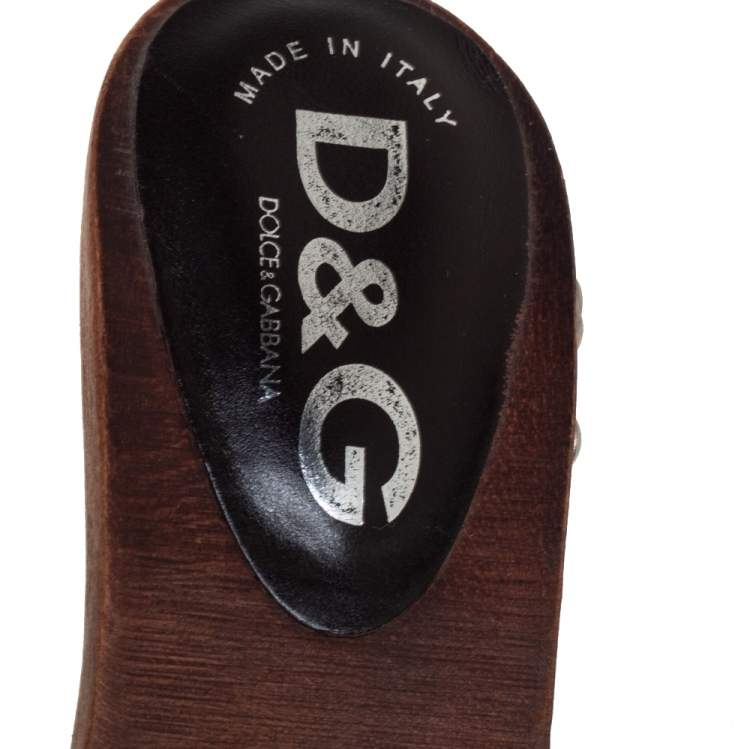 Pre Owned Dolce & Gabbana Blue Canvas And Leather Slip On Sandals Size 37