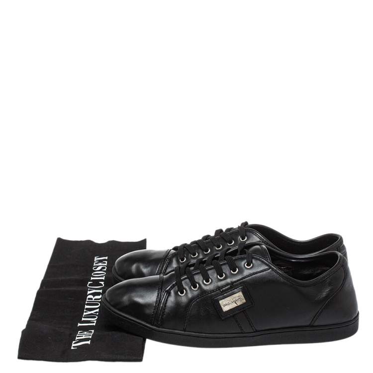Pre Owned Dolce & Gabbana Black Leather Low Top Sneakers Size 39