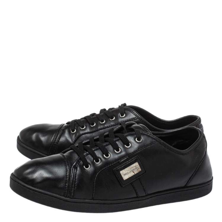 Pre Owned Dolce & Gabbana Black Leather Low Top Sneakers Size 39