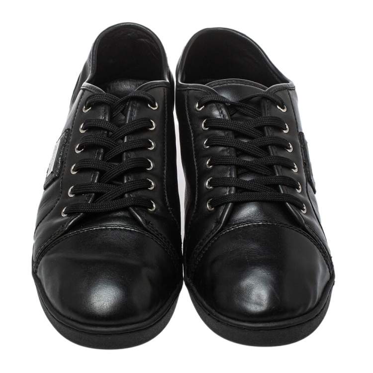 Pre Owned Dolce & Gabbana Black Leather Low Top Sneakers Size 39