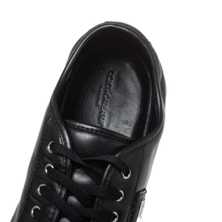 Pre Owned Dolce & Gabbana Black Leather Low Top Sneakers Size 39