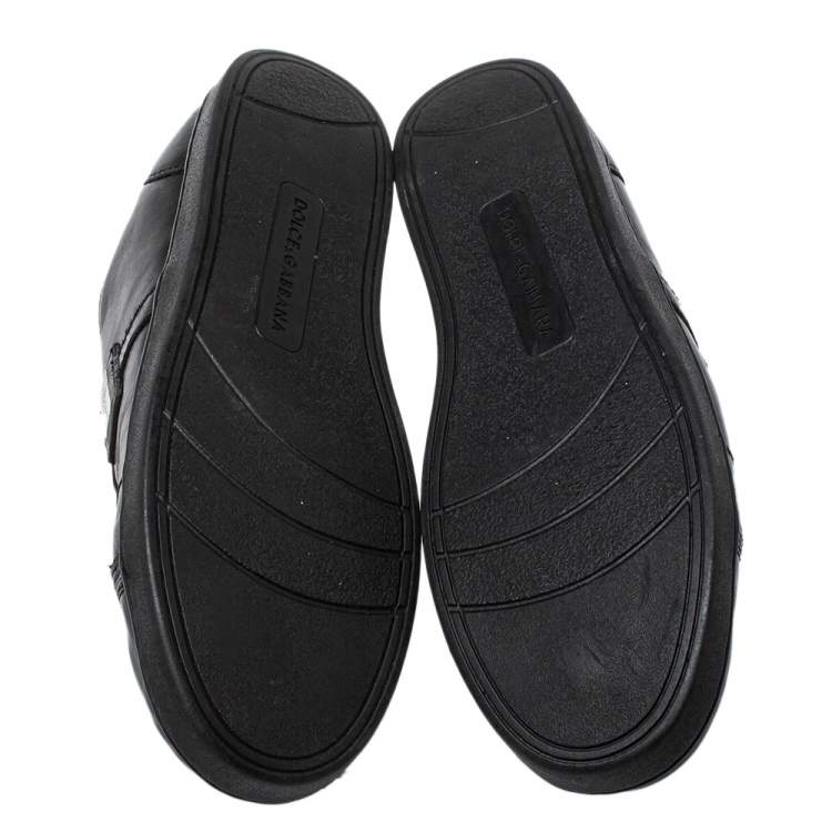 Pre Owned Dolce & Gabbana Black Leather Low Top Sneakers Size 39