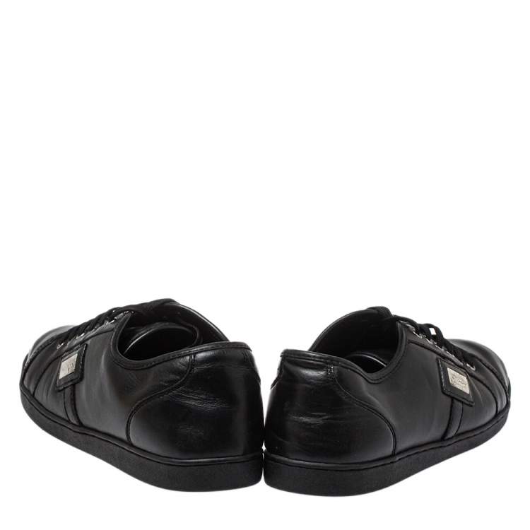 Pre Owned Dolce & Gabbana Black Leather Low Top Sneakers Size 39
