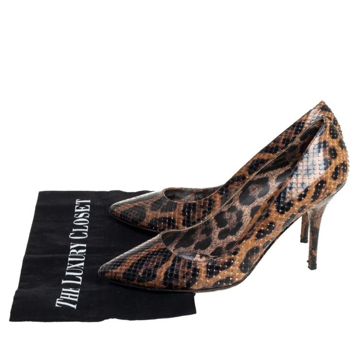 Pre Owned Dolce & Gabbana Brown Python Leather Pumps Size 39