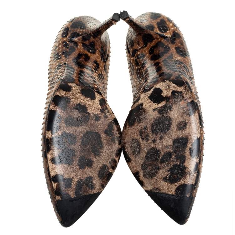 Pre Owned Dolce & Gabbana Brown Python Leather Pumps Size 39