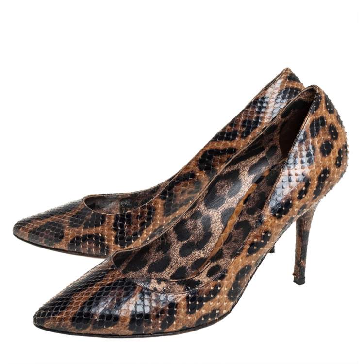 Pre Owned Dolce & Gabbana Brown Python Leather Pumps Size 39