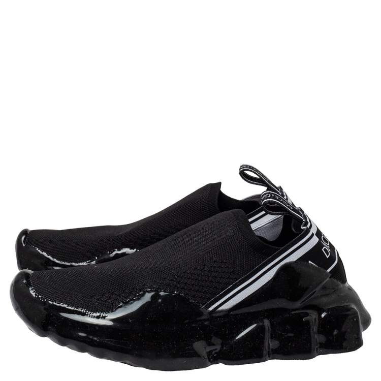 مملوكة مسبقًا Dolce & Gabbana Black Fabric Sorrento Melt Sneakers Size 38