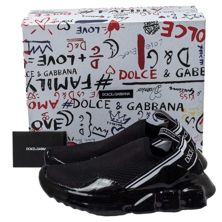 مملوكة مسبقًا Dolce & Gabbana Black Fabric Sorrento Melt Sneakers Size 38