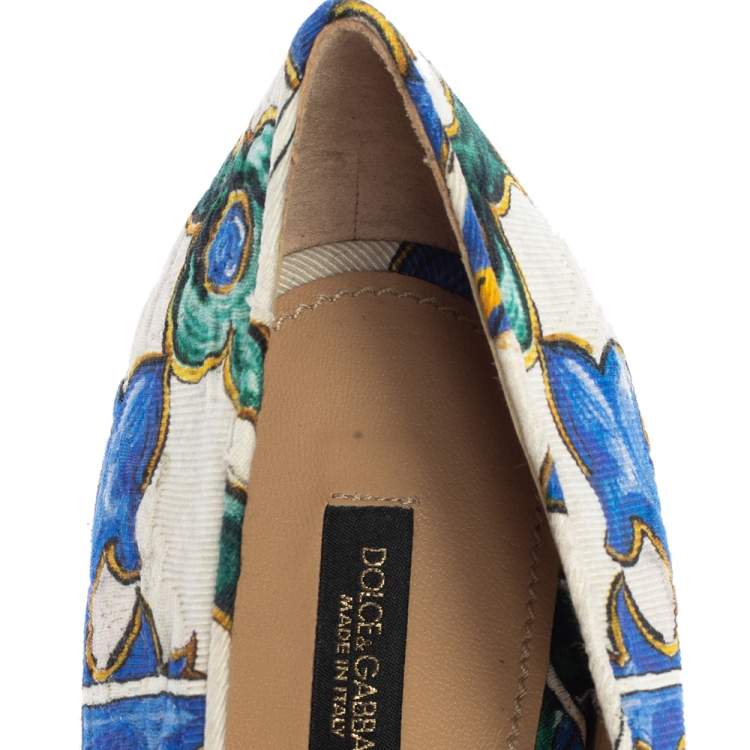 مملوكة مسبقًا Dolce & Gabbana Multicolor Printed Canvas Crystal Embellished Smoking Slippers Size 41