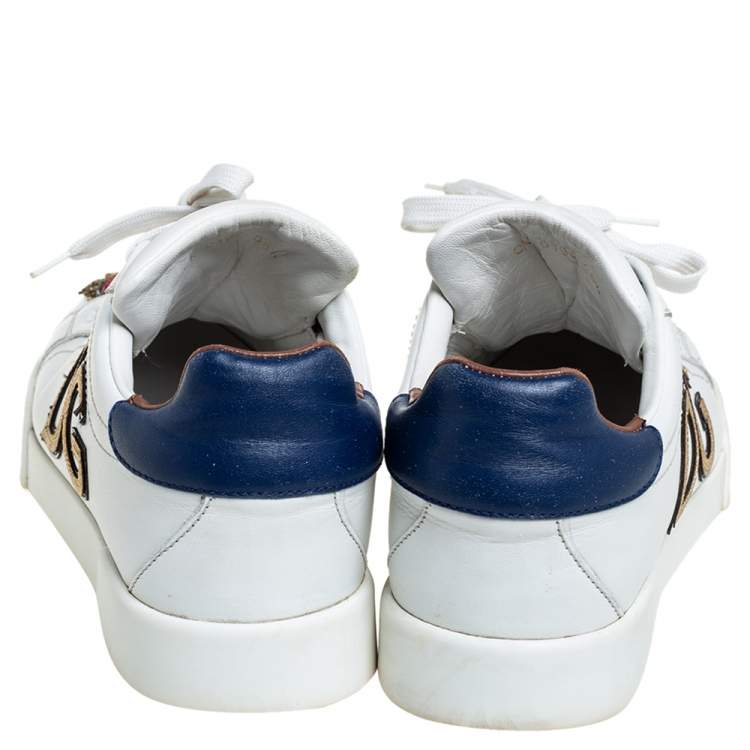 مملوكة مسبقًا Dolce & Gabbana White Leather Sacred Heart Low Top Sneakers Size 38.5