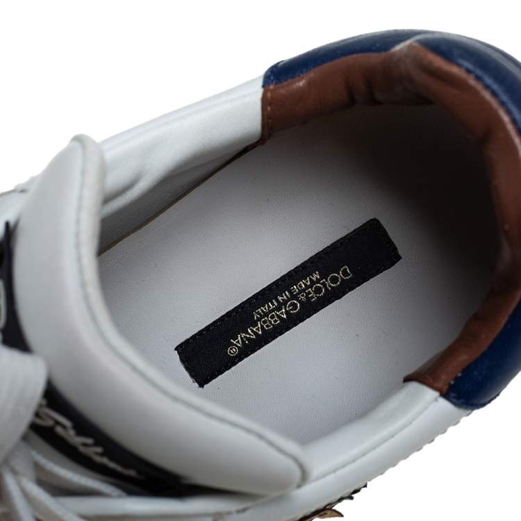 مملوكة مسبقًا Dolce & Gabbana White Leather Sacred Heart Low Top Sneakers Size 38.5