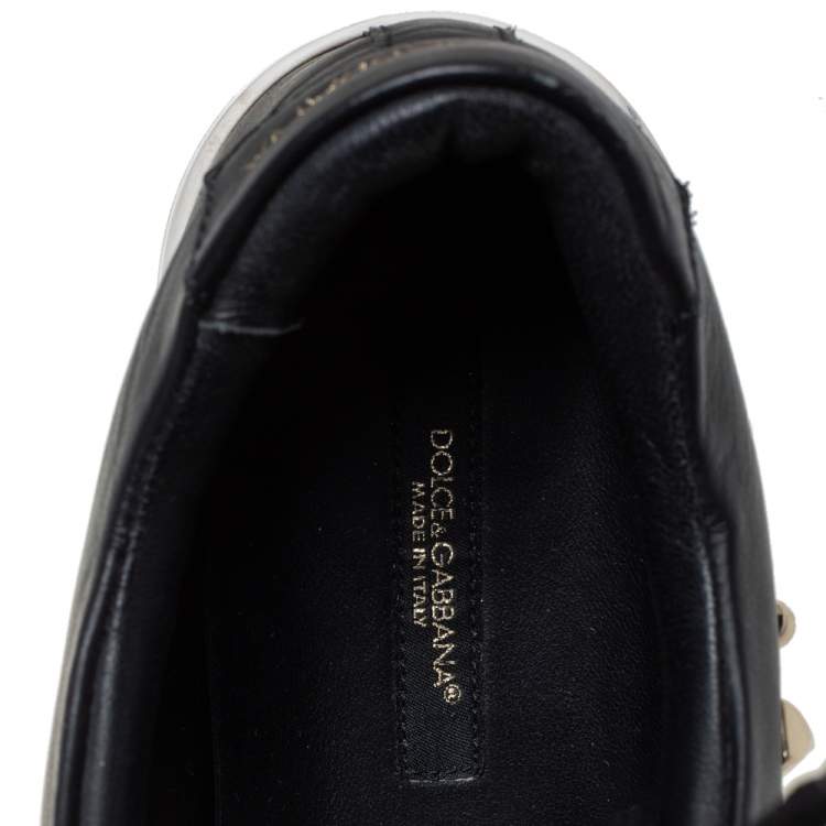 Pre Owned Dolce & Gabbana Black Leather Portofino Low Top Sneakers Size 38