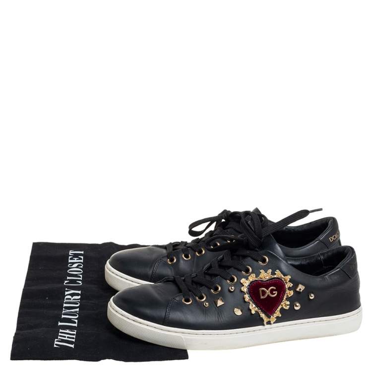 Pre Owned Dolce & Gabbana Black Leather Portofino Low Top Sneakers Size 38