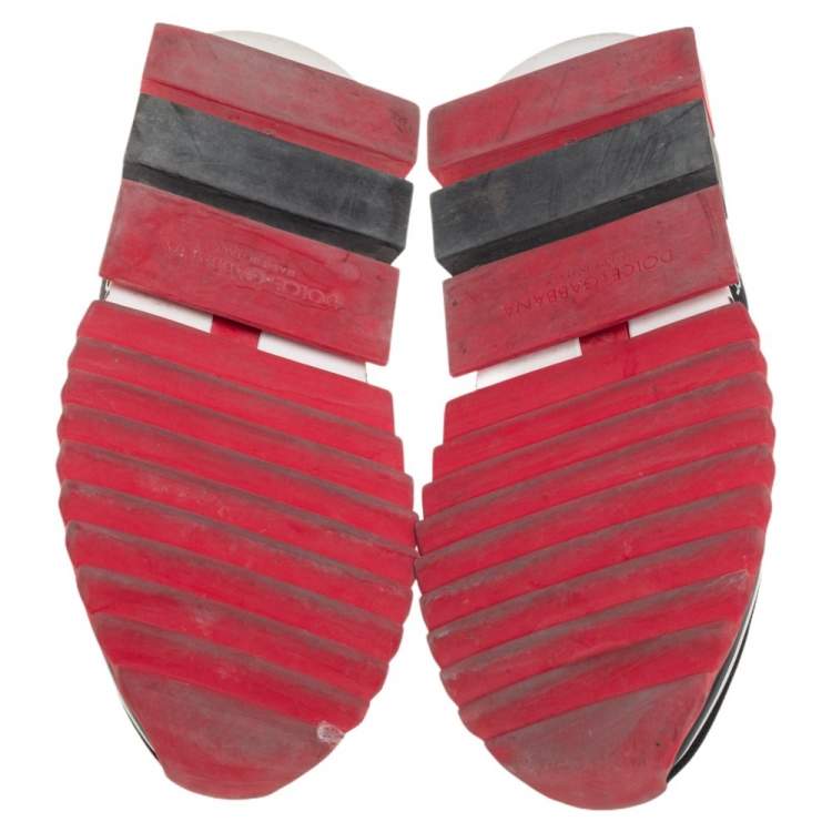 Pre Owned Dolce & Gabbana Black/Red Fabric Sorrento Sneakers Size 37