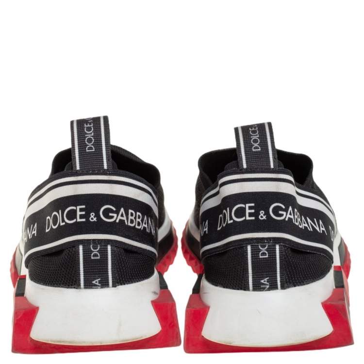 Pre Owned Dolce & Gabbana Black/Red Fabric Sorrento Sneakers Size 37