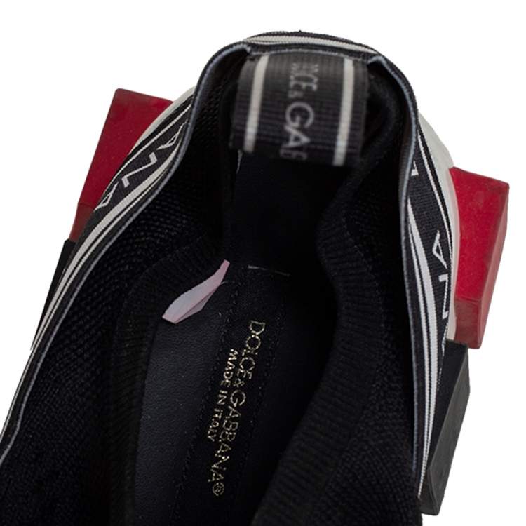 Pre Owned Dolce & Gabbana Black/Red Fabric Sorrento Sneakers Size 37