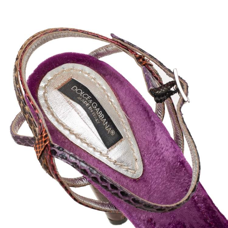 Pre Owned Dolce & Gabbana Multicolor Python Strappy Sandals Size 39