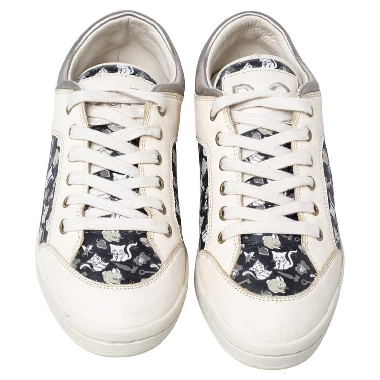 Pre Owned Dolce & Gabbana Black/Grey Leather Low Top Sneakers Size 40