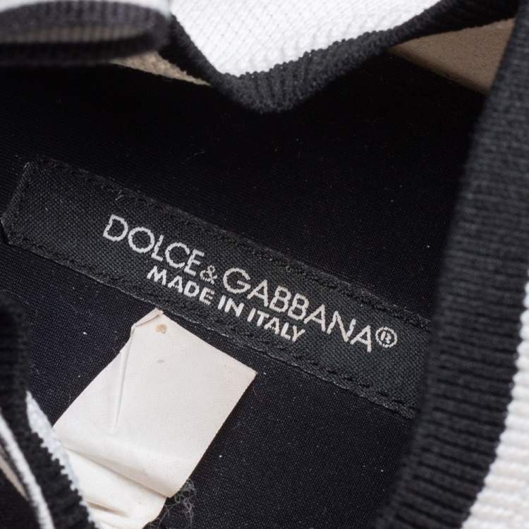 Pre Owned Dolce & Gabbana White/Black Knit Fabric Sorrento Sneakers Size 40