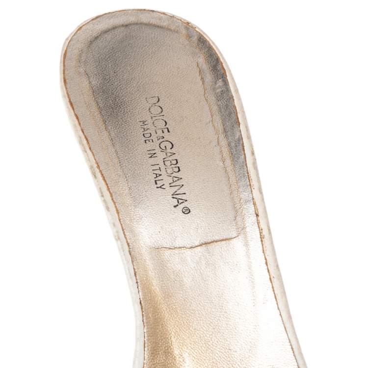 Pre Owned Dolce & Gabbana White Leather Open Toe Sandals Size 39.5