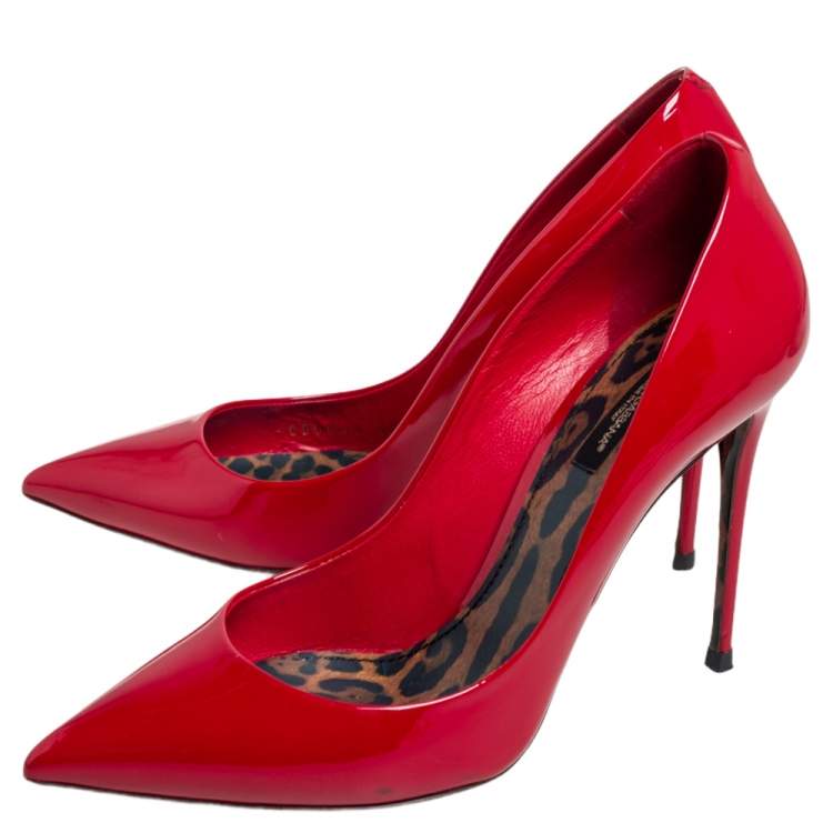 Pre Owned Dolce & Gabbana Red Patent Leather Pointed Toe Pumps Size 40
