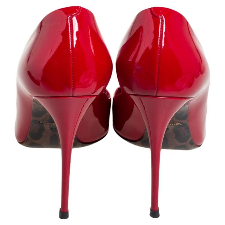 Pre Owned Dolce & Gabbana Red Patent Leather Pointed Toe Pumps Size 40