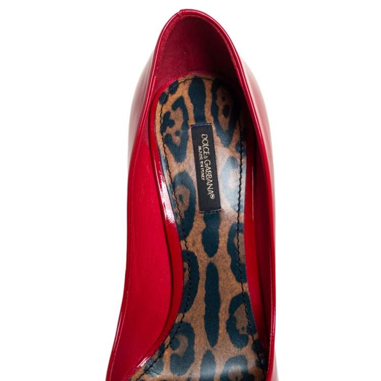 Pre Owned Dolce & Gabbana Red Patent Leather Pointed Toe Pumps Size 40