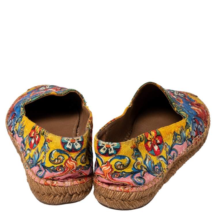 Pre Owned Dolce & Gabbana Multicolor Majolica Print Fabric Sip On Espadrilles Size 40