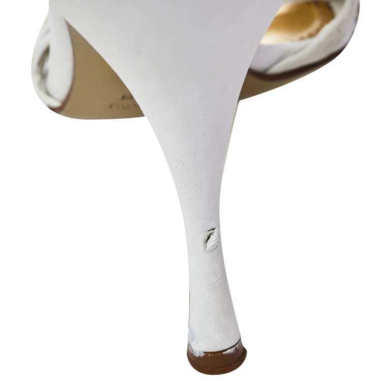 Pre Owned Dolce & Gabbana White Leather Strappy Slingback Sandals Size 40