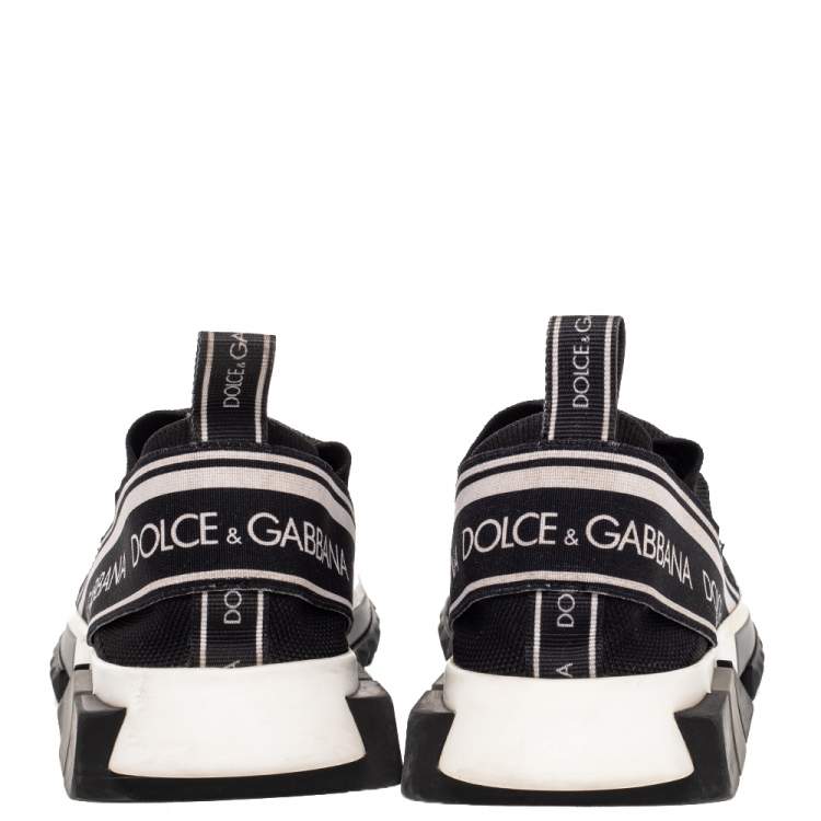 Pre Owned Dolce & Gabbana Black Knit Fabric Sorrento Slip On Sneakers Size 36
