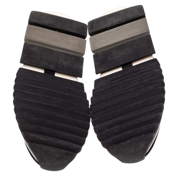Pre Owned Dolce & Gabbana Black Knit Fabric Sorrento Slip On Sneakers Size 36