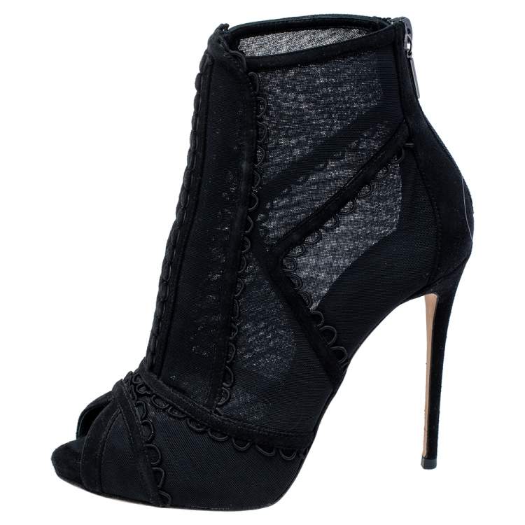 Black mesh best sale peep toe booties