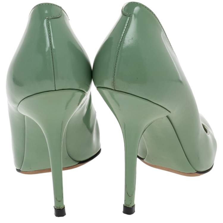 Pre Owned Dolce & Gabbana Green Leather Pointed Toe Pumps Size 38