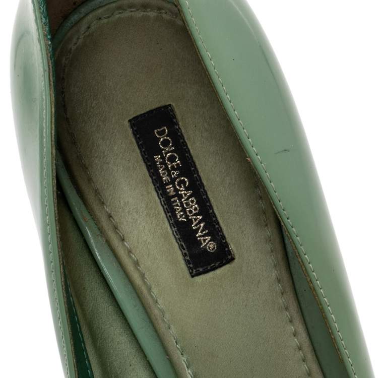 Pre Owned Dolce & Gabbana Green Leather Pointed Toe Pumps Size 38