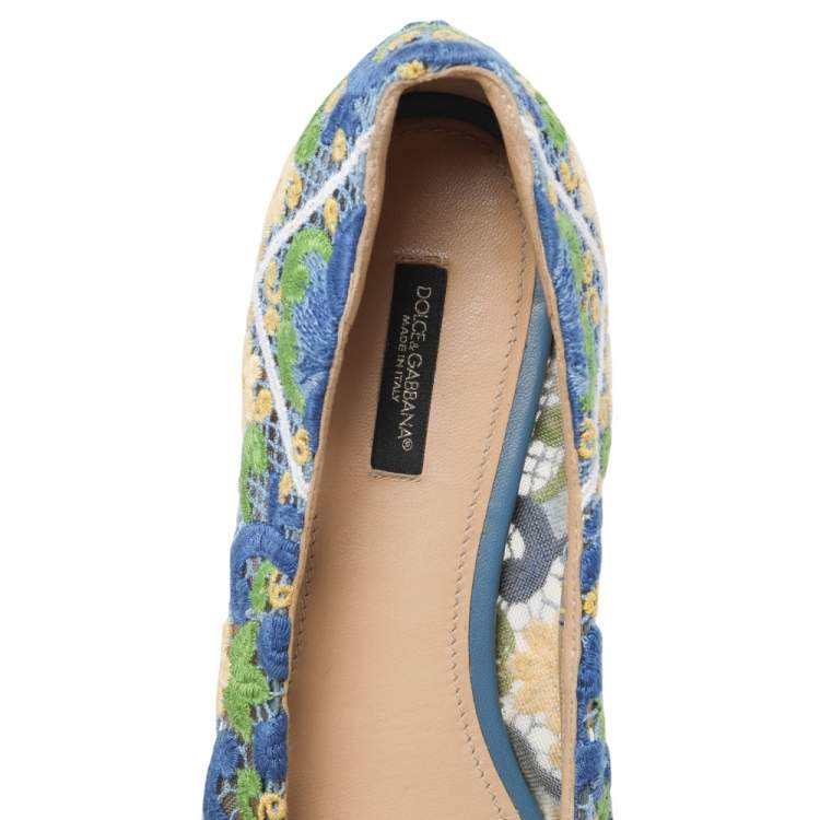 مملوكة مسبقًا Dolce & Gabbana Multicolor Floral Lace Smoking Slippers Size 40 