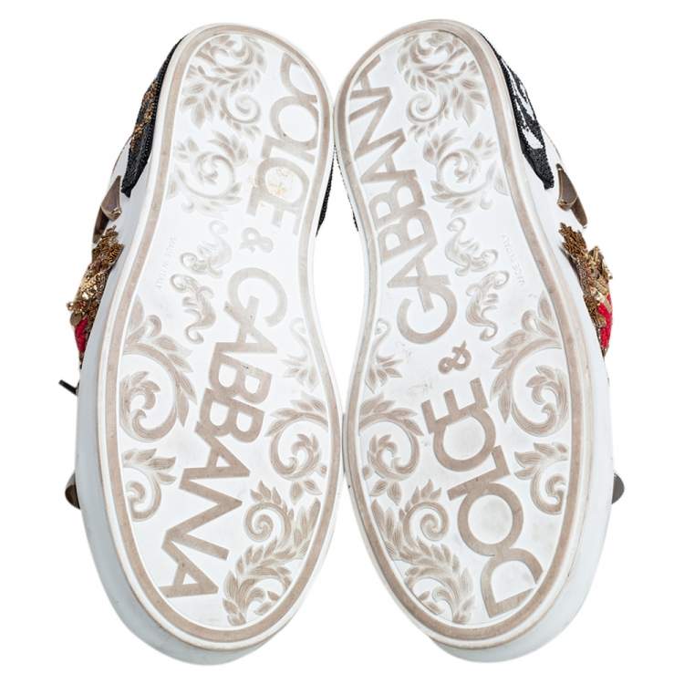 Pre Owned Dolce & Gabbana White Leather Portofino Heart Bellezza Low Top Sneakers Size 38